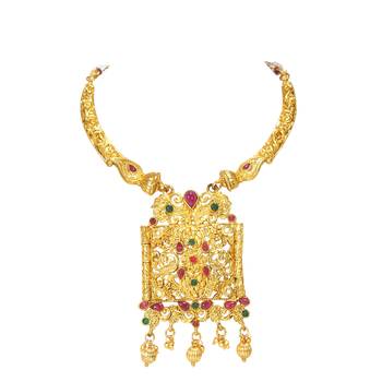 LALSO Shimmering  Multicolor Golden Necklace Set 3