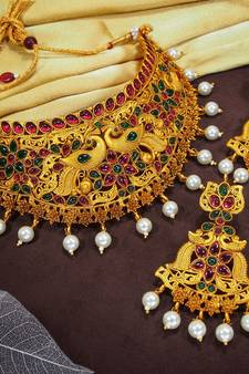 LALSO Kempu Work  Bridal Choker Necklace Set