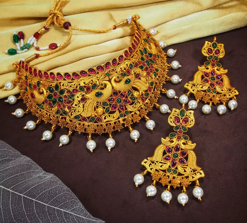 LALSO Kempu Work  Bridal Choker Necklace Set