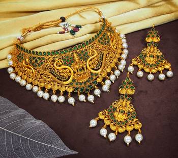 LALSO Kempu Work Laxmi Devi Bridal Choker Necklace Set 1