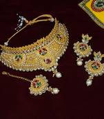 LALSO Designer Matte Finish Multicolor Bridal Choker Necklace Set