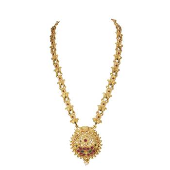 LALSO Allure  Kempu Green Stones Long Necklace Set 3