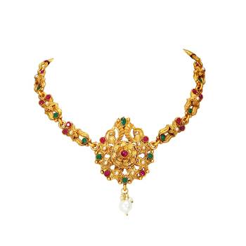 LALSO Beautiful Matte Gold Multicolor Delicate Choker Necklace Set 3