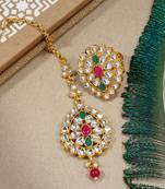 LALSO Trendy Multicolor Kundan Maang Tika And Ring Combo Set