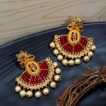 LALSO Elegant Multicolor Beads Work Chandbali Earrings 1