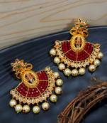 LALSO Elegant Multicolor Beads Work Chandbali Earrings