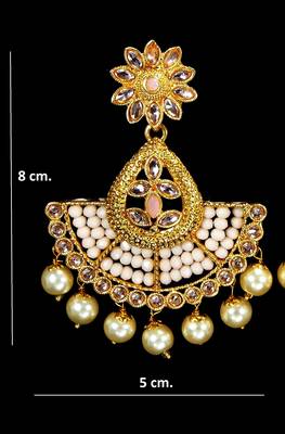 LALSO Elegant Peach Beads Work Chandbali Earrings 2