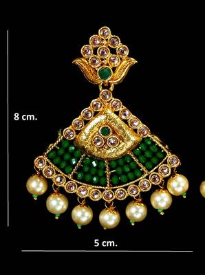 LALSO Elegant Green Beads Work Chandbali Earrings 2