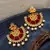 LALSO Elegant Maroon Beads Work Chandbali Earrings