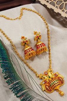 LALSO Allure Brass Chain Multicolor Pendant Set