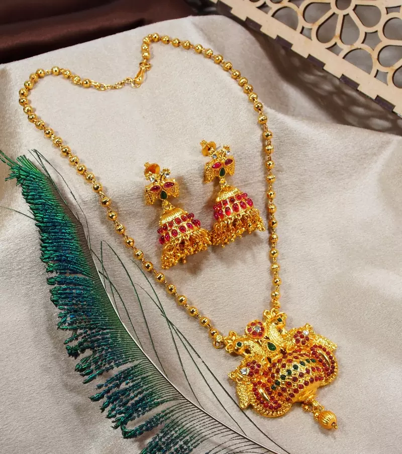 LALSO Allure Brass Chain Multicolor Pendant Set
