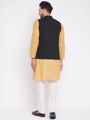 Black plain woolen blends nehru jacket 4