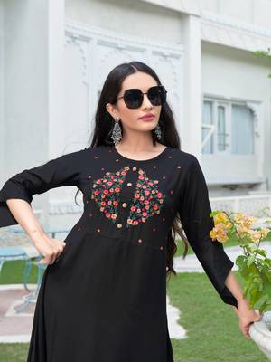 Black embroidered rayon embroidered-kurtis 2