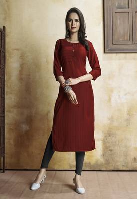 Red printed rayon pakistani-kurtis 1