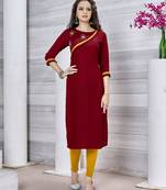 Maroon embroidered rayon pakistani-kurtis