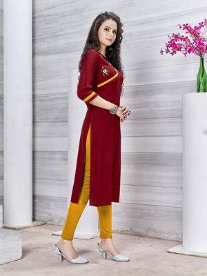 Maroon embroidered rayon pakistani-kurtis 2