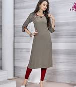 Grey embroidered rayon pakistani-kurtis