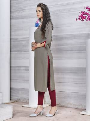 Grey embroidered rayon pakistani-kurtis 3