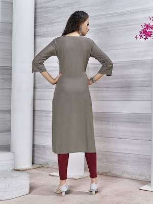 Grey embroidered rayon pakistani-kurtis 4