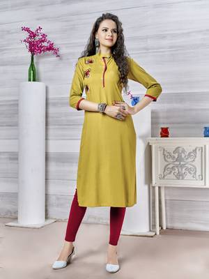 Light-green embroidered rayon pakistani-kurtis 1