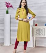 Light-green embroidered rayon pakistani-kurtis