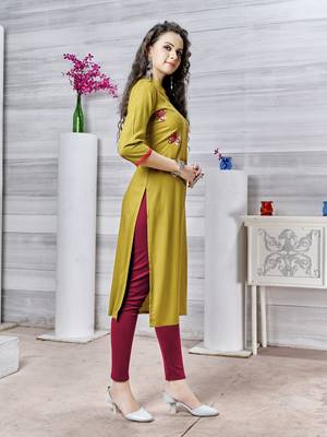 Light-green embroidered rayon pakistani-kurtis 3