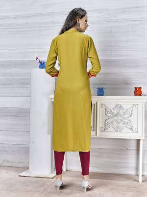 Light-green embroidered rayon pakistani-kurtis 4
