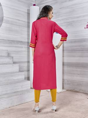 Light-pink embroidered rayon pakistani-kurtis 4