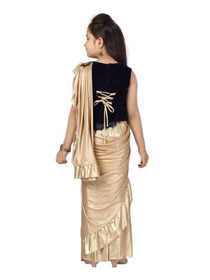 Gold self design polyester stitched lehenga 3