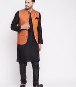 Orange plain cotton nehru jacket