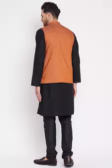 Orange plain cotton nehru jacket