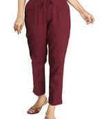 Maroon Women Comfort loose fit Cotton Pant Trouser