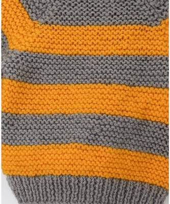 Woonie Handmade Yellow and Grey Striped Pullover for Boys 3