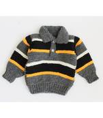 Woonie Handmade Striped Pullover with Collar Detail