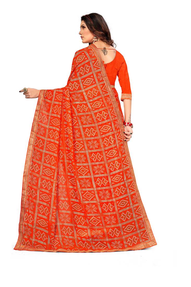 Women's Bandhani Georgette Saree With Blouse Piece
