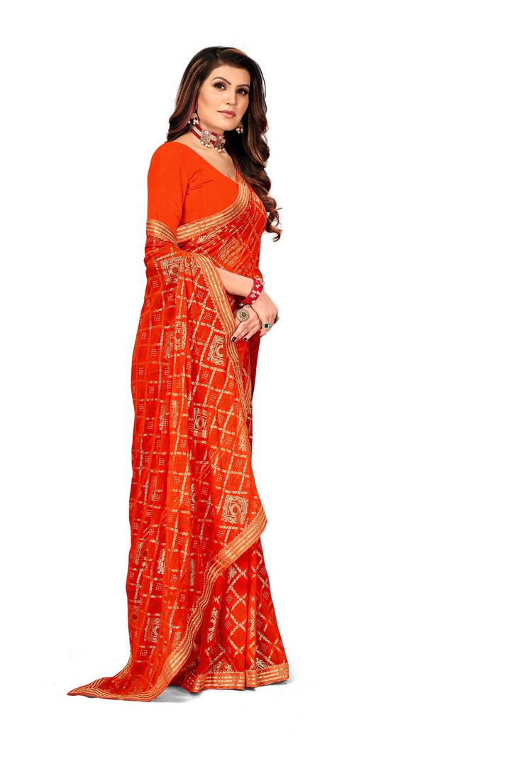 Women's Bandhani Georgette Saree With Blouse Piece
