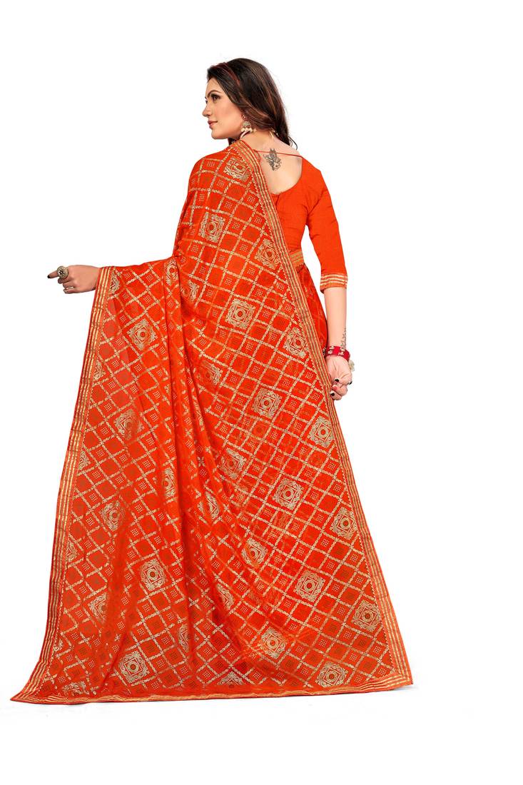 Women's Bandhani Georgette Saree With Blouse Piece