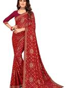 Women's Bandhani Georgette Saree With Blouse Piece