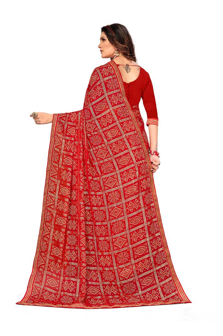 Women's Bandhani Georgette Saree With Blouse Piece