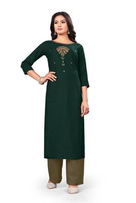 Green embroidered rayon pakistani-kurtis 1