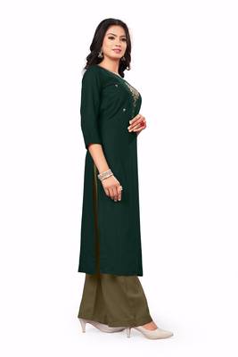 Green embroidered rayon pakistani-kurtis 4
