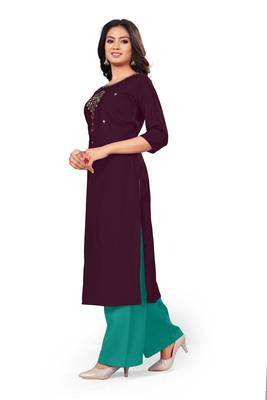 Purple embroidered rayon pakistani-kurtis 2