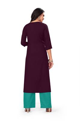 Purple embroidered rayon pakistani-kurtis 4