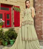 Saahmriga Light Green Color Embroidered Faux Georgette Semi Stitched Gown with Dupatta