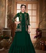 Saahmriga Green Color Solid Faux Georgette Semi Stitched Gown with Jacket