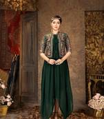 Saahmriga Green Color Solid Faux Georgette Semi Stitched Gown with Jacket