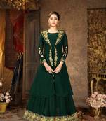 Saahmriga Green Color Embroidered Faux Georgette Semi Stitched Gown with Jacket