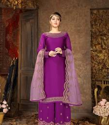 Top With Stitched Faux Georgette Bottom and Net Dupatta Embroidered Straight Kurta Dress Material Kurta Palazzo Set