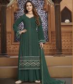 Dark-green embroidered faux georgette salwar