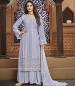 Lavender embroidered faux georgette salwar